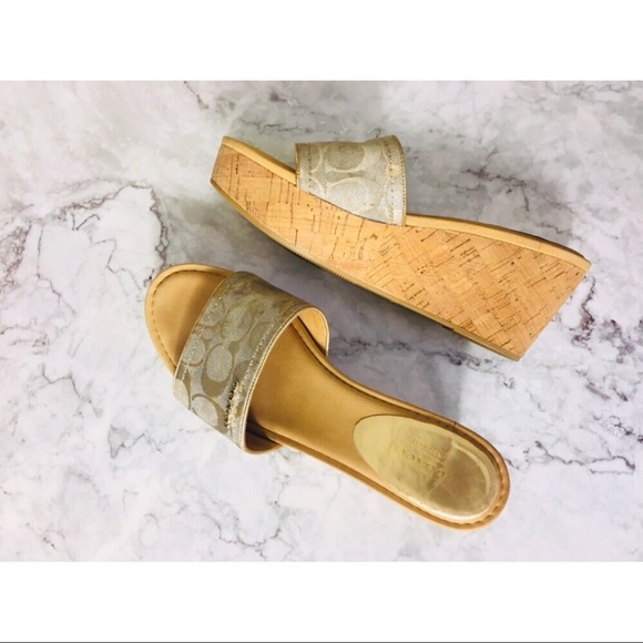 Coach Shoes - Coach joanne wedge sandals monogram size 11